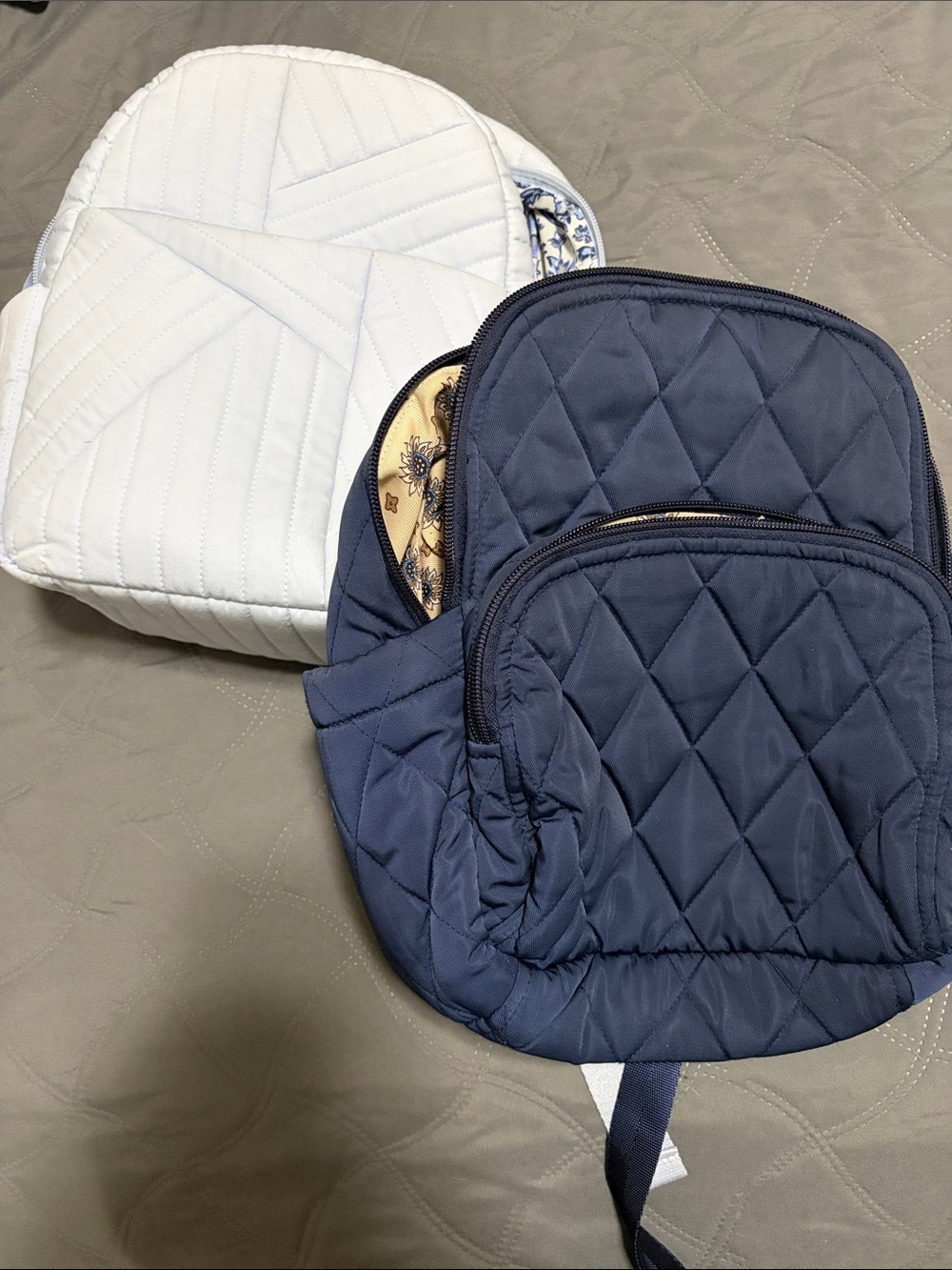 Vera Bradley Quilted Women's Backpacks - Navy and Light Blue